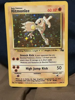 Vintage Pokemon Tcg Hitmonlee Holo 7/62 Fossil - Image 1