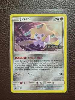 NM Jirachi SM161 Pokemon TCG SM: Team Up Prerelease STAMPED Holo - Image 1