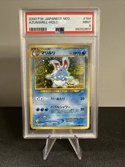 2000 Japanese Neo Genesis Azumarill 184 Holo Rare Pokemon Card PSA 9 MINT - Image 1