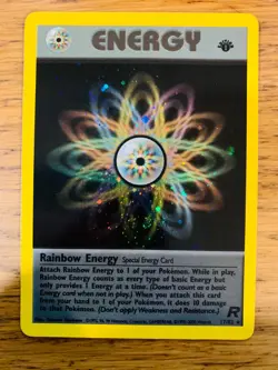 NM! 1st Edition Rainbow Energy (17/82) Team Rocket Set Holo Pokemon Card! - Image 1