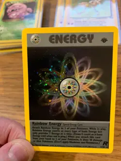 NM! 1st Edition Rainbow Energy (17/82) Team Rocket Set Holo Pokemon Card! - Image 3