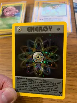 NM! 1st Edition Rainbow Energy (17/82) Team Rocket Set Holo Pokemon Card! - Image 4