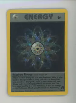 2000 Pokemon Team Rocket 1st Edition #17/82 Rainbow Energy Holo - Image 1