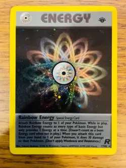 EXCELLENT! 1st Edition Rainbow Energy (17/82) Team Rocket Set Holo Pokemon Card! - Image 1