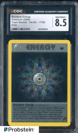 TCG 2000 Pokemon Team Rocket 1st Edition #17/82 Rainbow Energy CGC 8.5 NM-MINT+ - Image 1