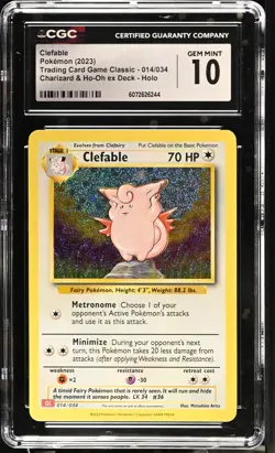 CGC 10 Clefable 014/034 Trading Card Game Classic Holo Pokemon Card - Image 1