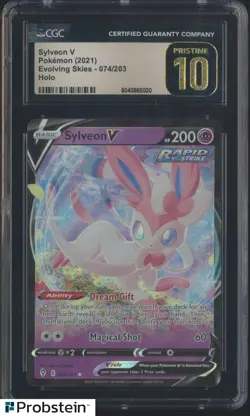 2021 Pokemon TCG Evolving Skies #074 Sylveon V CGC 10 PRISTINE - Image 1