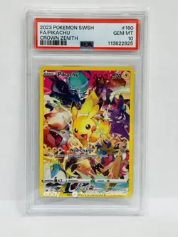 Pokemon Pikachu TCG Crown Zenith Holo Full Art Secret Rare Card PSA 10 160/159 - Image 1