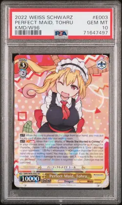 2022 WEISS SCHWARZ MISS KOBAYASHI'S DRAGON MAID #E003 PERFECT MAID TOHRU PSA 10 - Image 1