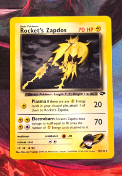 Pokemon TCG Rocket's Zapdos Gym Challenge 15/132 Holo Rare LP - Image 1