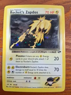 Rocket's Zapdos 15/132 Gym Challenge, Pokemon TCG, NM-LP, WotC, Holo Rare - Image 1