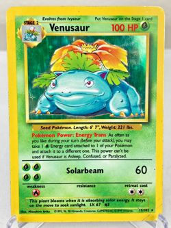 Venusaur 015/102 Base Set WOTC Holo Rare Pokemon Card - Heavily Played - Image 1