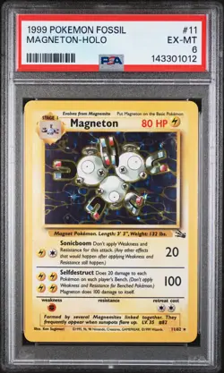 1999 POKEMON FOSSIL #11 MAGNETON-HOLO PSA 6 - Image 1