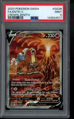 PSA 9 - 2023 Entei V GG36/GG70 Crown Zenith: Galarian Gallery Holo Pokemon - Image 1