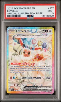 2025 POKEMON PRE EN-PRISMATIC EVOLUTIONS #167 EEVEE EX PSA 9 - Image 1