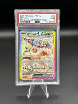 2025 Pokemon Pre EN -Prismatic Evolutions #167 Eevee Ex SIR PSA 9 - Image 1