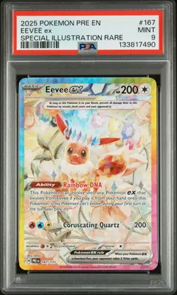 2025 Pokemon Pre En-Prismatic Evolutions #167 Eevee Ex SIR PSA 9 - Image 1