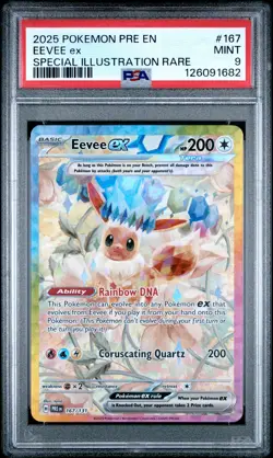 2025 POKEMON PRE EN-PRISMATIC EVOLUTIONS #167 EEVEE EX PSA 9 - Image 1