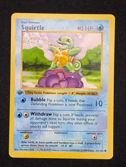 MP Squirtle 063/102 1st Edition Base Set Pokemon (Shadowless) WOTC - Image 2