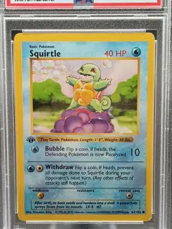 Squirtle 063/102 Base Set (Shadowless) 1st ed Regular PSA 7 NM - Image 2