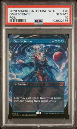 2023 MTG WILDS OF ELDRAINE: ENCHANTING TALES FOIL #70 OMNISCIENCE PSA 10 - Image 1