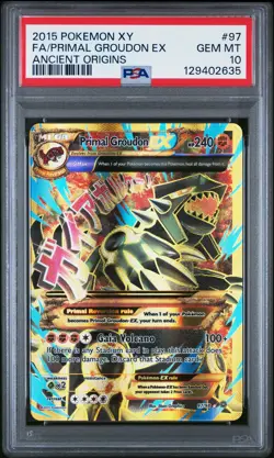 2015 POKEMON XY ANCIENT ORIGINS #97 FULL ART/PRIMAL GROUDON EX PSA 10 - Image 1
