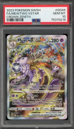 Pokemon Mewtwo VSTAR Crown Zenith Galarian Gallery Full Art #GG44 PSA 10 - Image 1
