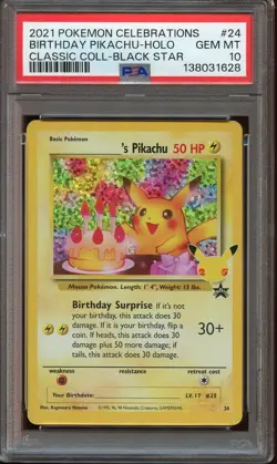 PSA 10 2021 POKEMON CELEBRATIONS BIRTHDAY PIKACHU CLASSIC COLL #24 GEM MINT - Image 1