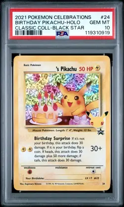 PSA 10 GEM MINT 2021 POKEMON CELEBRATIONS CLASSIC COLLECTION 24 BIRTHDAY PIKACHU - Image 2