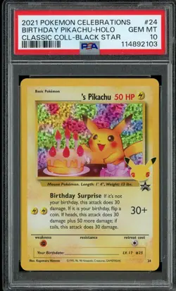 2021 Pokemon Celebrations Birthday Pikachu #24 PSA 10 GEM MINT - Image 1