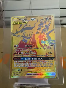 2021 Pokemon Reshiram & Charizard GX Tag Team Gold SM247 Black Star Promo NM/M - Image 1