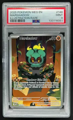 2025 Pokemon Mega Evolution Marshadow Illustration Rare #146/132 PSA 9 - Image 1