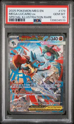 2025 POKEMON MEG EN-SPECIAL ILLUSTRATION RARE #179 MEGA LUCARIO EX PSA 10 - Image 1