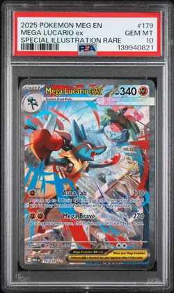 2025 POKEMON MEG SPECIAL ILLUSTRATION RARE #179 MEGA LUCARIO EX PSA 10 - Image 1