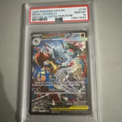 2025 POKEMON MEG SPECIAL ILLUSTRATION RARE #179 MEGA LUCARIO EX PSA 10 - Image 1