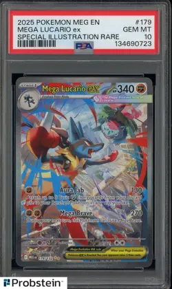 2025 Pokemon Meg En Special Illustration Rare #179 Mega Lucario Ex PSA 10 - Image 1