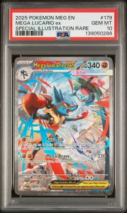 2025 POKEMON MEG EN-SPECIAL ILLUSTRATION RARE #179 MEGA LUCARIO EX PSA 10 - Image 1