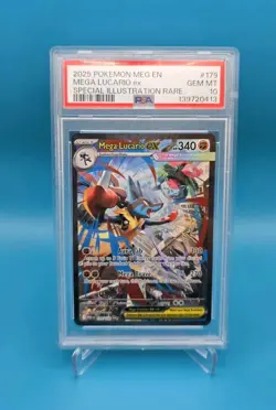 2025 Pokemon MEG EN Mega Lucario ex #179 Special Illustration Rare PSA 10 - Image 1