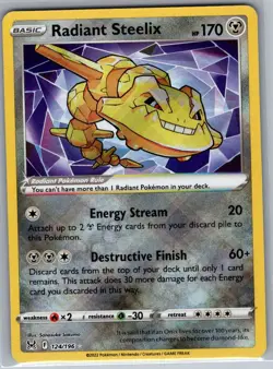 Radiant Steelix 124/196 SWSH11: Lost Origin - Pokemon Card - NM - Image 1