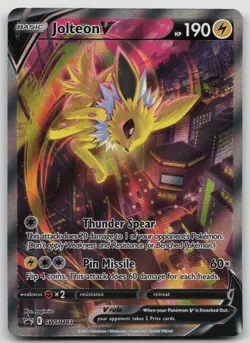 Pokemon TCG Jolteon v SWSH183 Black Star Promo Holo Full Art Card NM Condition - Image 1