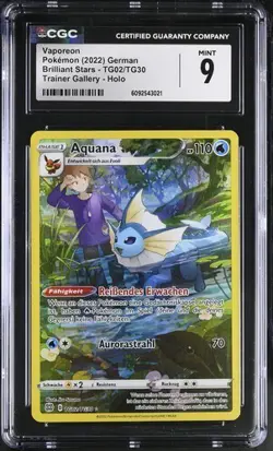 Vaporeon Aquana TG02/TG30 Brilliant Stars Pokemon TCG - German PSA CGC 9 - Image 1