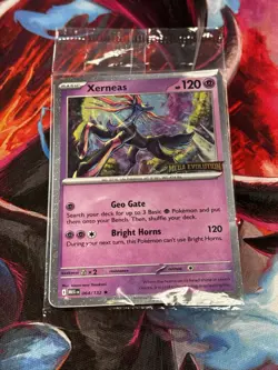 2025 Pokemon Mega Evolution - Xerneas 64/132 - Stamped Best Buy Promo - Sealed - Image 1