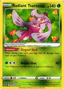 Pokemon TCG Radiant Tsareena Silver Tempest 016/195 Holo Radiant Rare NM - Image 1