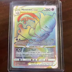 Pokemon GO TCG Mewtwo VSTAR 079/078 Rainbow Secret Rare Holo Foil Card NM 2022 - Image 1