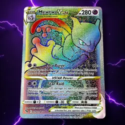 Pokemon GO TCG Mewtwo VSTAR 079/078 Rainbow Secret Rare Holo Foil Card NM 2022 - Image 1