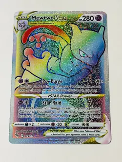 Pokemon GO TCG Mewtwo VSTAR 079/078 Rainbow Secret Rare Holo Foil Card NM 2022 - Image 3