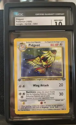Pidgeot Pokemon Jungle 1st edition HOLO Rare CGC 10 Gem Mint #8/64 - Image 3