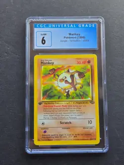 Pokemon CGC 6 MANKEY 55/64 - 1999 1ST EDITION JUNGLE SET - EX/NM - Image 1