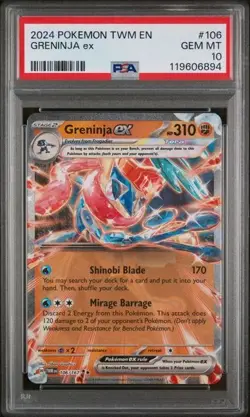 2024 POKEMON TWM EN-TWILIGHT MASQUERADE #106 GRENINJA ex - PSA 10 GEM MT - Image 1