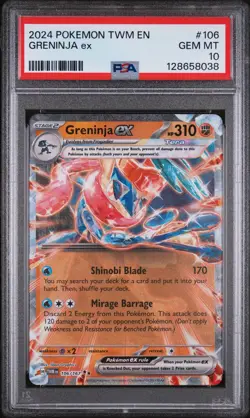 2024 POKEMON TWM EN-TWILIGHT MASQUERADE #106 GRENINJA EX PSA 10 - Image 1
